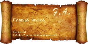 Franyó Anikó névjegykártya